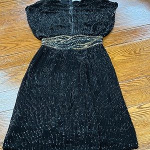 Bob Mackie Botique black/gold beaded cocktail/evening dress.  Size 6.